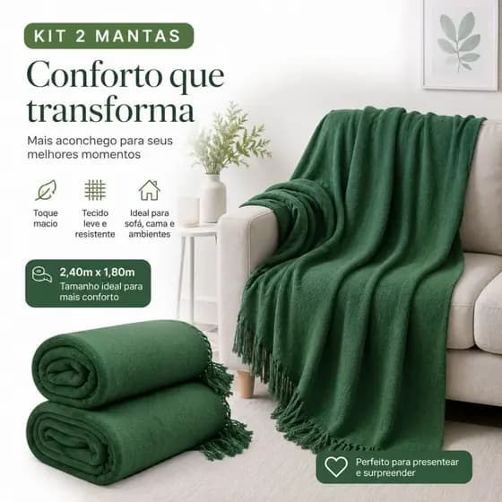 2 Mantas Decorativas para Sofá Grande 2,40 x 1,80  – Conforto, Estilo e Qualidade
