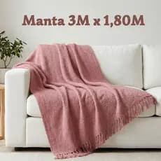 Manta Decorativa Grande para Sofá 3,00 x 1,80m – Luxuosa, Moderna e Confortável
