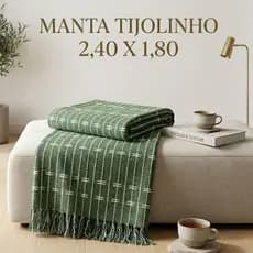 Manta Protetora para Sofá Decorativa 2,40x1,80 em Algodão – Estilo Tijolinho Grande