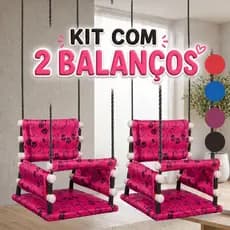 Kit Com 2 Cadeiras De Balanço Infantil Madeira Reforçado Conforto e Segurança