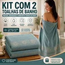 Kit 2 Toalhas de Banho Macias 68x137cm – Ideais para Uso Diário Leves, Absorventes e de Secagem Rápida