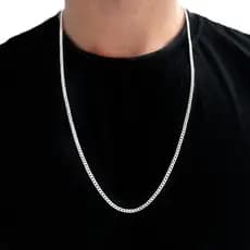 Corrente Correntinha Masculina Fina Grumet 2,5mm Banhado a Prata 925