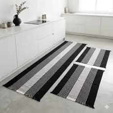 Kit Tapetes De Cozinha 3 Peças  Passadeira 100x40 cm  2 Tapetes 40x60 cm - Decoração Moderna