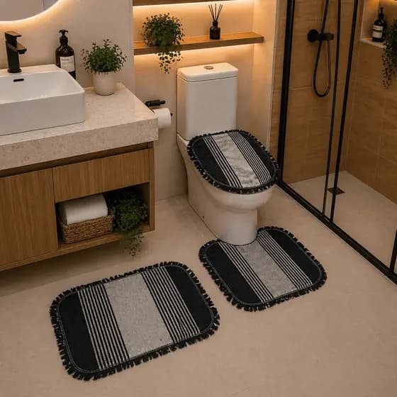 Tapete para Banheiro Kit com 3 peças