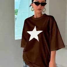 Camiseta Estrela N4 Black Color Star Mistico Oversized Top