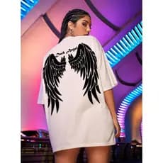 Camiseta Dark Angel Anjo Sombrio Oversized Manga Curta Gótico Aesthetic Rebelde Fashion Urban
