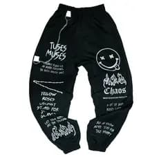 Calça Jogger Infantil Tactel Smile Street Emoji Corta Vento com Corrente Unissex Kids Juvenil
