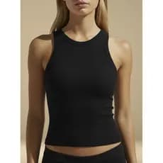 Regata Feminina Canelada Ribana Alça Fina Básica Modelo Americana Gola Redonda Conforto Premium