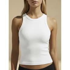 Regata Feminina Malha Canelada Modelo Americana Básico Ribana Premium Gola Confortável