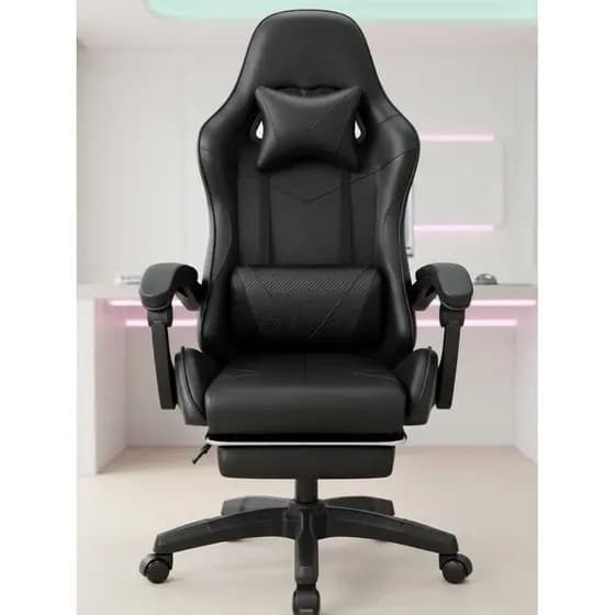 Cadeira Executiva Game Sala Jogos Confortável Almofada Pescoço Macio Suporte Lombar Giratória 360°
