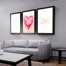 Quadros Decorativos Salmos 123;3 Coração Love Mosaico Sala Quarto Escritório