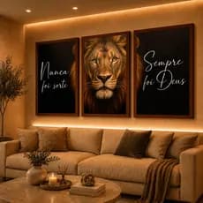 Quadros Decorativos Leão Frase Nunca Foi Sorte Sempre Foi Deus Decoração Para Sala Quarto Escritório