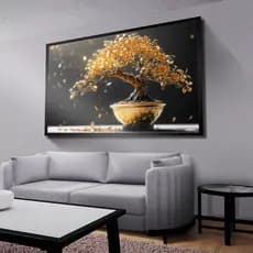 Quadro Decorativo Árvpre Vida Dourada Mosaico Sala Quarto Escritório