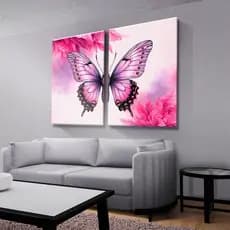 Quadro Decorativo Borboleta Rosa Mosaico Sala Quarto Escritório