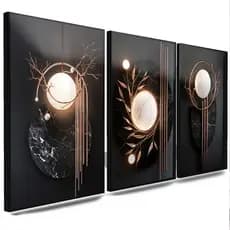 Quadros Decorativos Abstrato Moderno Mármore 3 Peças Mosaico Sala Quarto Escritório Hall