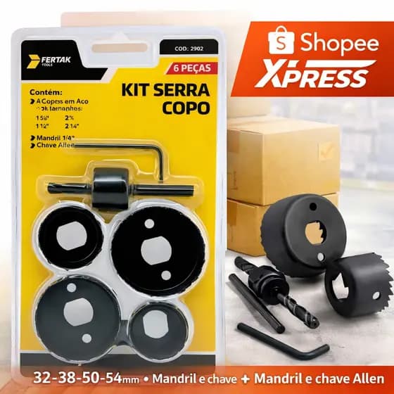 Kit De Serra Copo Madeira Gesso Plastico Serve Em Furadeiras