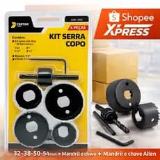 Kit De Serra Copo Madeira Gesso Plastico Serve Em Furadeiras