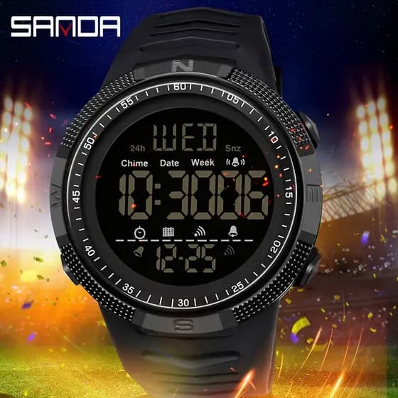 Sanda À Prova D 'Água Relógio Cronógrafo De Luxo Display LedSanda À Prova D 'Água Relógio Cronógrafo De Luxo Display Led