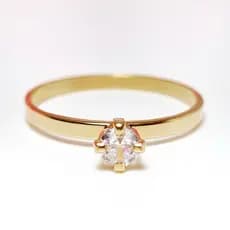 Anel Feminino Solitário de Noivado Folheado a Ouro 18K Pedra Zircônia