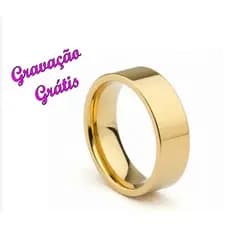 ALIANÇA OURO 18K BANHADO 6MM RETA COM NOME GRAVADO (unidade)