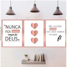 Kit Quadros Decorativos 3 Peças Nunca Foi Sorte Sempre Foi Deus Sala Quarto Cozinha