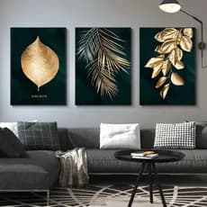 quadro decorativo sala folhas de ouro
