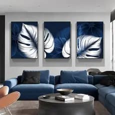 quadro para sala decorativo flor azul e branco