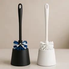 Escova Sanitária Elegante com Suporte Preto Branco Reforçado Design Moderno Funcional Banheiro
