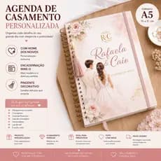 Planner da Noiva Personalizado A5 Agenda Casamento Wire-O Floral Luxo com Nome dos Noivos