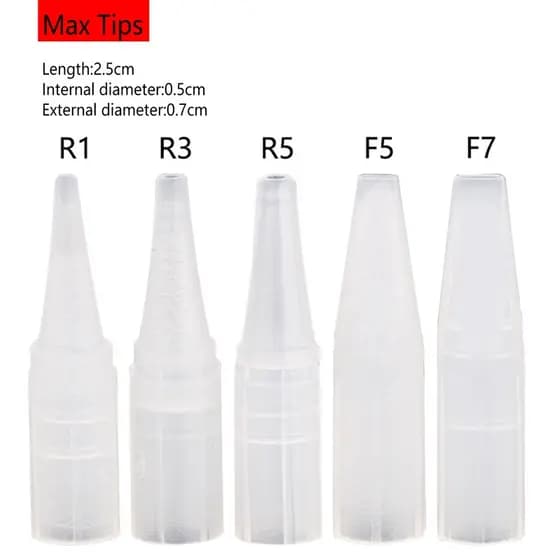 100pcs Dicas Para Tatuagem De Sobrancelhas Maquiagem Permanente Tampas Plásticas De Combinadas 1R , 3R , 5R , 7R , 3F , 5F , 7F