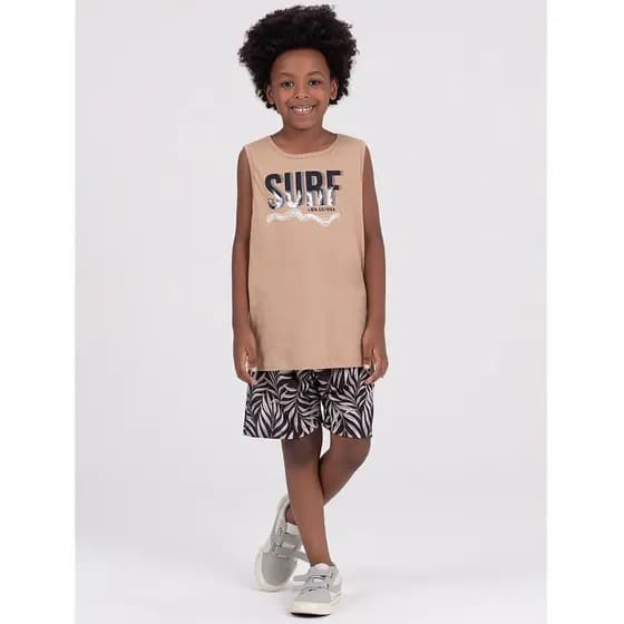 Conjunto Regata Infantil Sublimado Surf Bege
