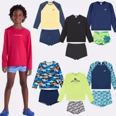 Kit Sortido 4 Peças de Roupas Infantis Menino Moda Praia- 2 Camisas + 2 Sungas