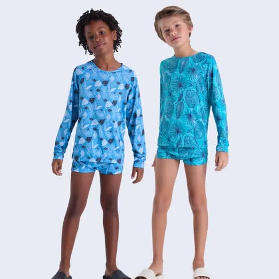Conjunto Moda Praia UV50+ Infantil Masculino Tropical