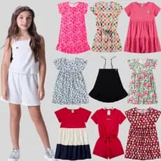 Kit Sortido 2 Peças de Roupas Infantis Menina Verão- 2 Vestidos/Macaquinhos