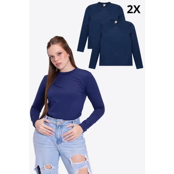 Kit 2 Blusas Térmicas Adulto Marinho