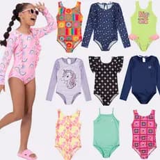 Kit Sortido 3 Peças de Roupas Infantis Menina Moda Praia- 3 Maiôs