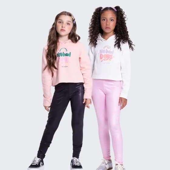Conjunto Moletom Infantil Menina Cropped No Bad Days