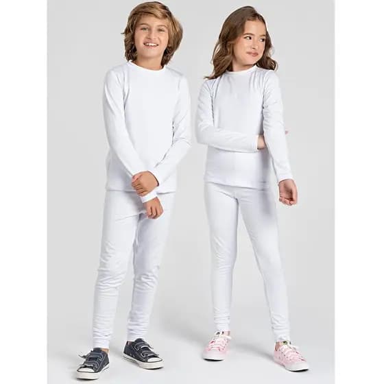 CONJUNTO INFANTIL BLUSA + CALÇA TÉRMICA BRANCA