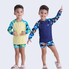 Conjunto Moda Praia UV50+ Infantil Estampa de Tubarão