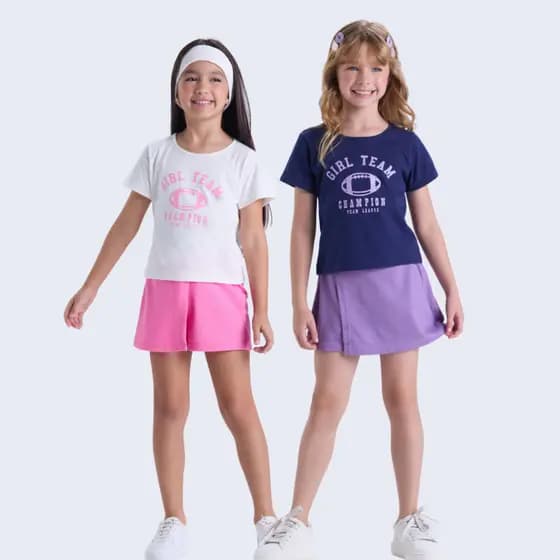 Conjunto Infantil de Verão Menina Girl Team