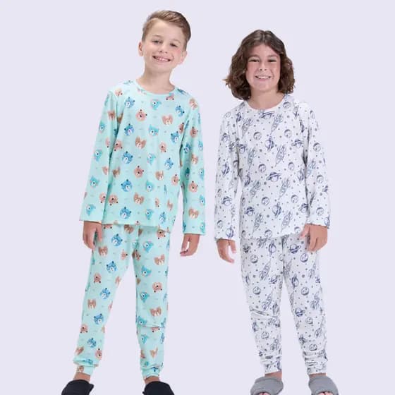 Pijama Infantil Masculino Inverno Sublimado Urso Espacial