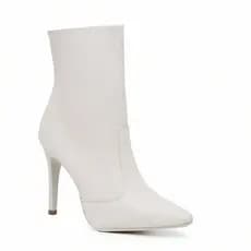 Bota Coturno Feminina Bico Fino Salto Alto Botinha De Couro Inverno Com Zíper Lateral + Macia