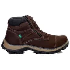 Bota Masculina Cano Curto Couro Legitimo Coturno Adventure Com Zíper Bell Boots