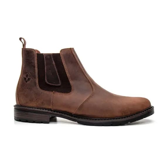 Botina Chelsea Masculina Bota Coturno De Couro Legítimo Macia Reforçada Solado Costurado