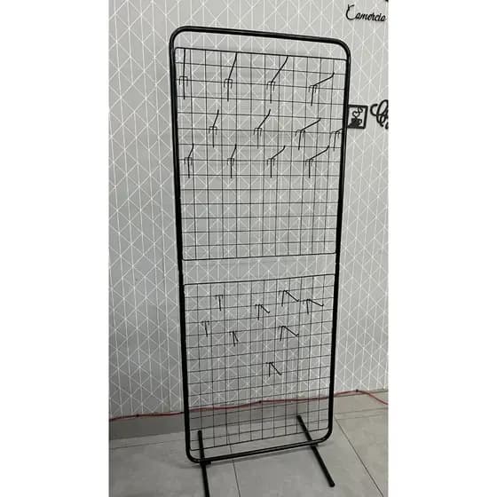 Biombo De Chão Expositor Aramado + 40 Ganchos De 15cm