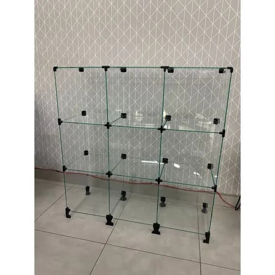 Balcão De Atendimento Em Vidro Modulado 9 nichos 30x30