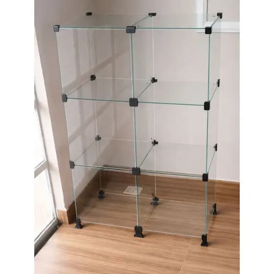 Balcão Vitrine Estante de Vidro 30x30 Modulado 6 Nichos - 1,00 x 0,60 x 0,30