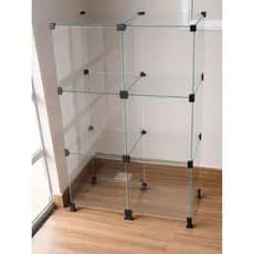 Balcão Vitrine Estante de Vidro 30x30 Modulado 6 Nichos - 1,00 x 0,60 x 0,30