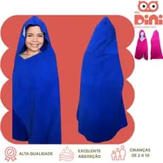 Toalha Infantil Microfibra com Capuz GIGANTE  Secagem Rápida Toque Suave - 1,40 x 1,05m