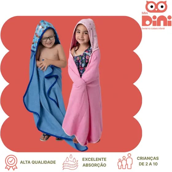 Toalha Infantil com Capuz Grande GIGANTE Enorme Praia Piscina e Banho TOALHAO de Banho 100% Algodão